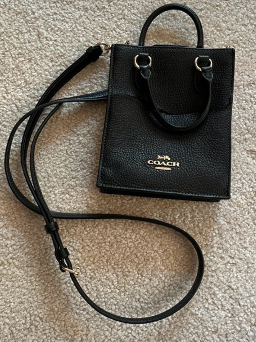Coach Mini Tote Crossbody Black Pebbled Leather DIY Restoration Project